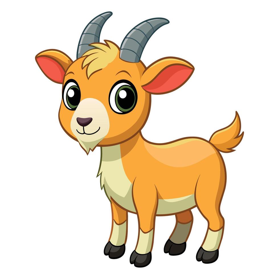 Illustration of Cute Cartoon Goat on White vector