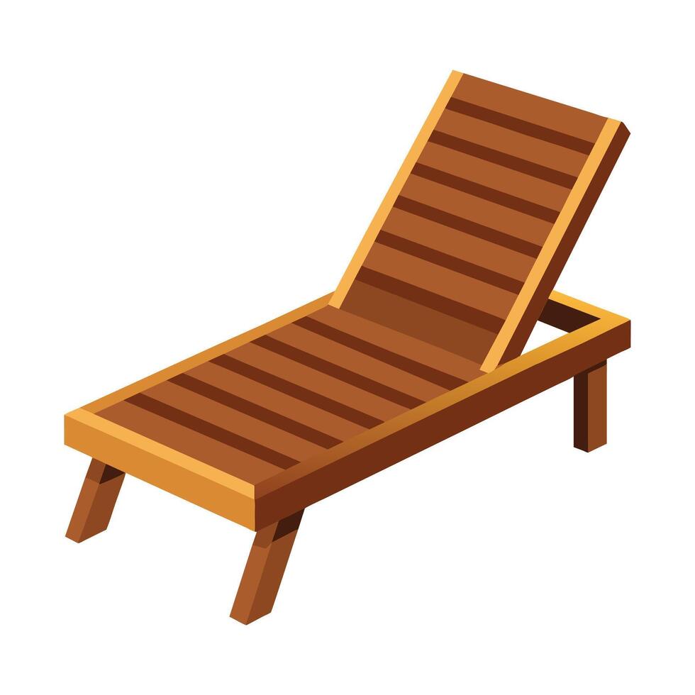 Illustration of Wooden Teak Lounge Chair on White vector