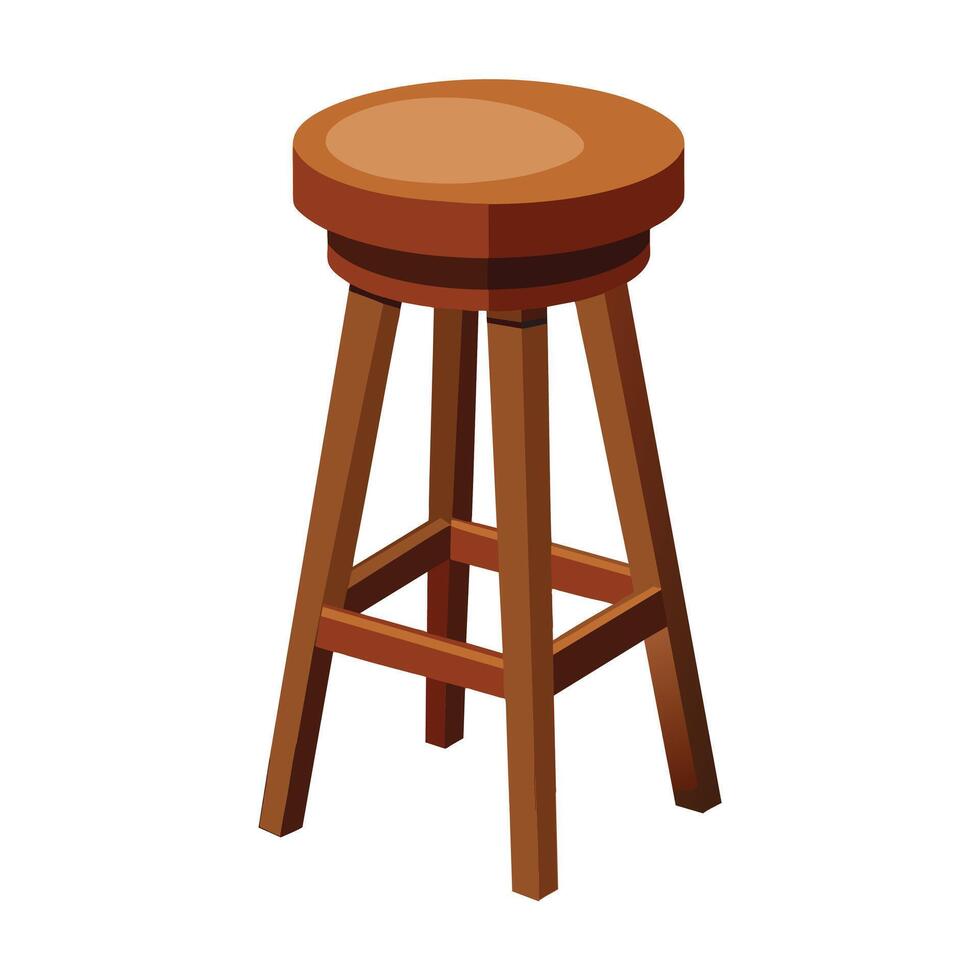 Illustration of Wooden Walnut Bar Stool on White vector