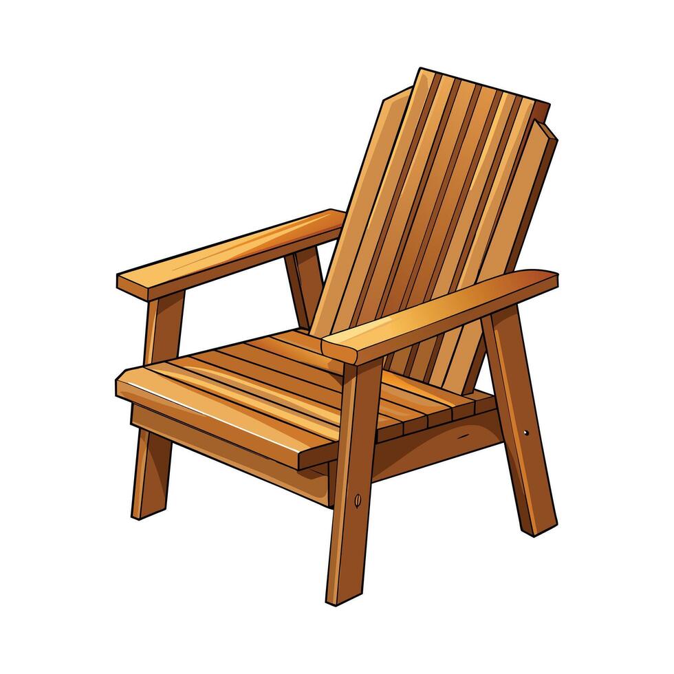 Illustration of Wooden Cedar Patio Chair on White Background vector