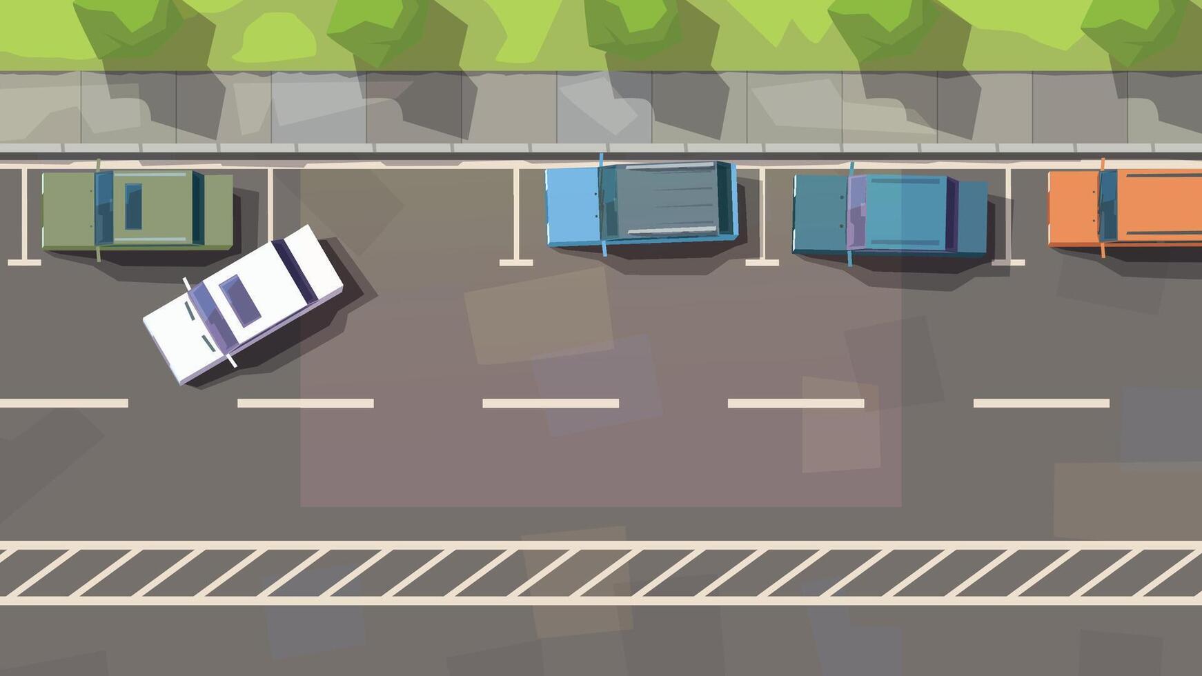 wide street with parking area top view vector