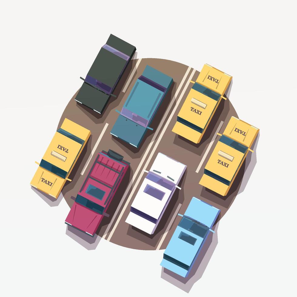 a various vehicles top view traffic jam vector