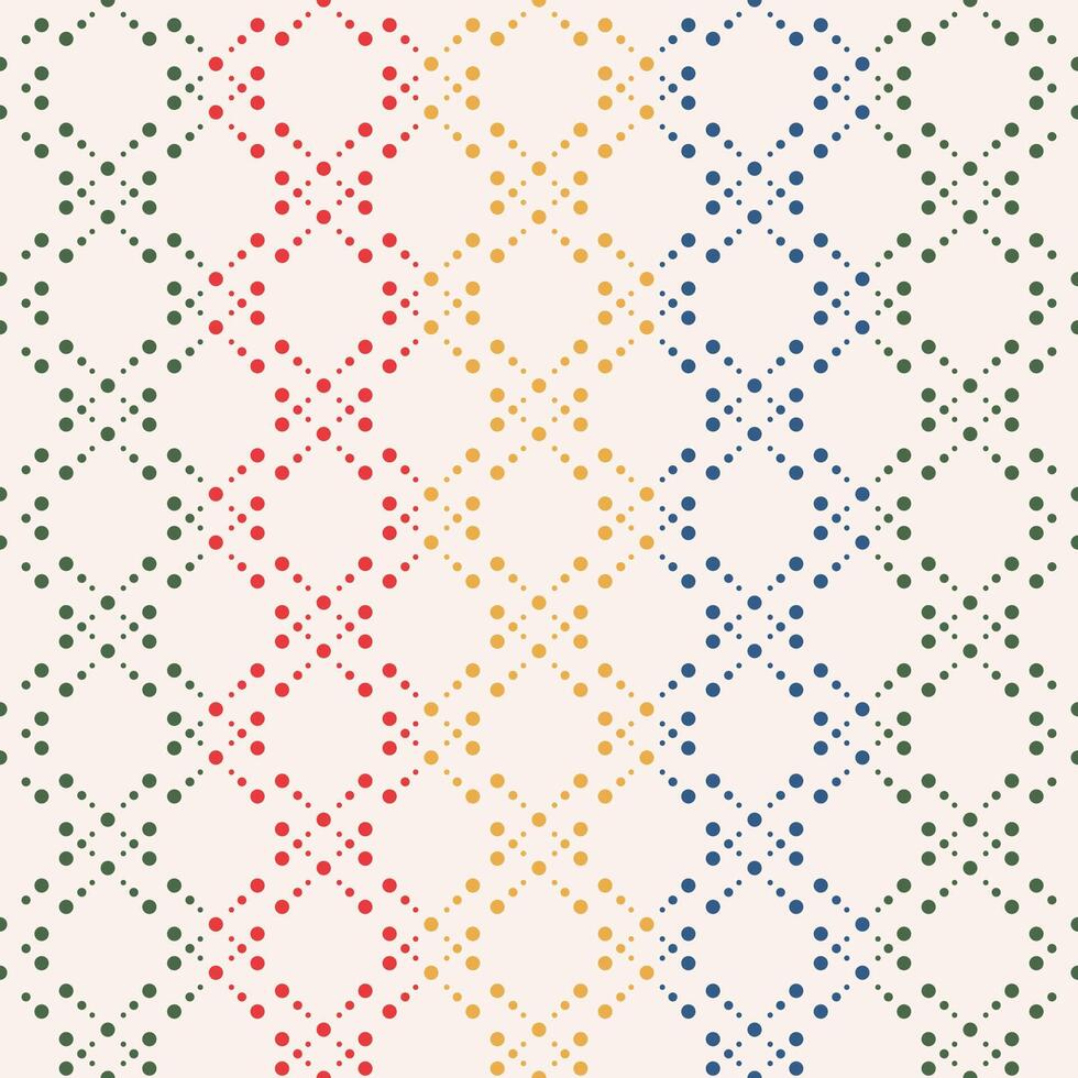 Colorful geometric pattern. Bright seamless pattern with diamonds, rhombuses, dotted lines. Abstract graphic ornament for wallpaper, fabric, linen, kids textile, scrapbook vector