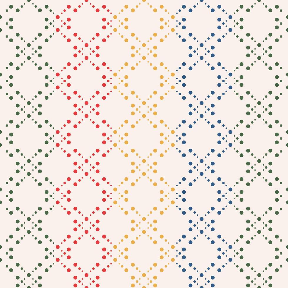 Colorful geometric pattern. Bright seamless pattern with diamonds, rhombuses, dotted lines. Abstract graphic ornament for wallpaper, fabric, linen, kids textile, scrapbook vector