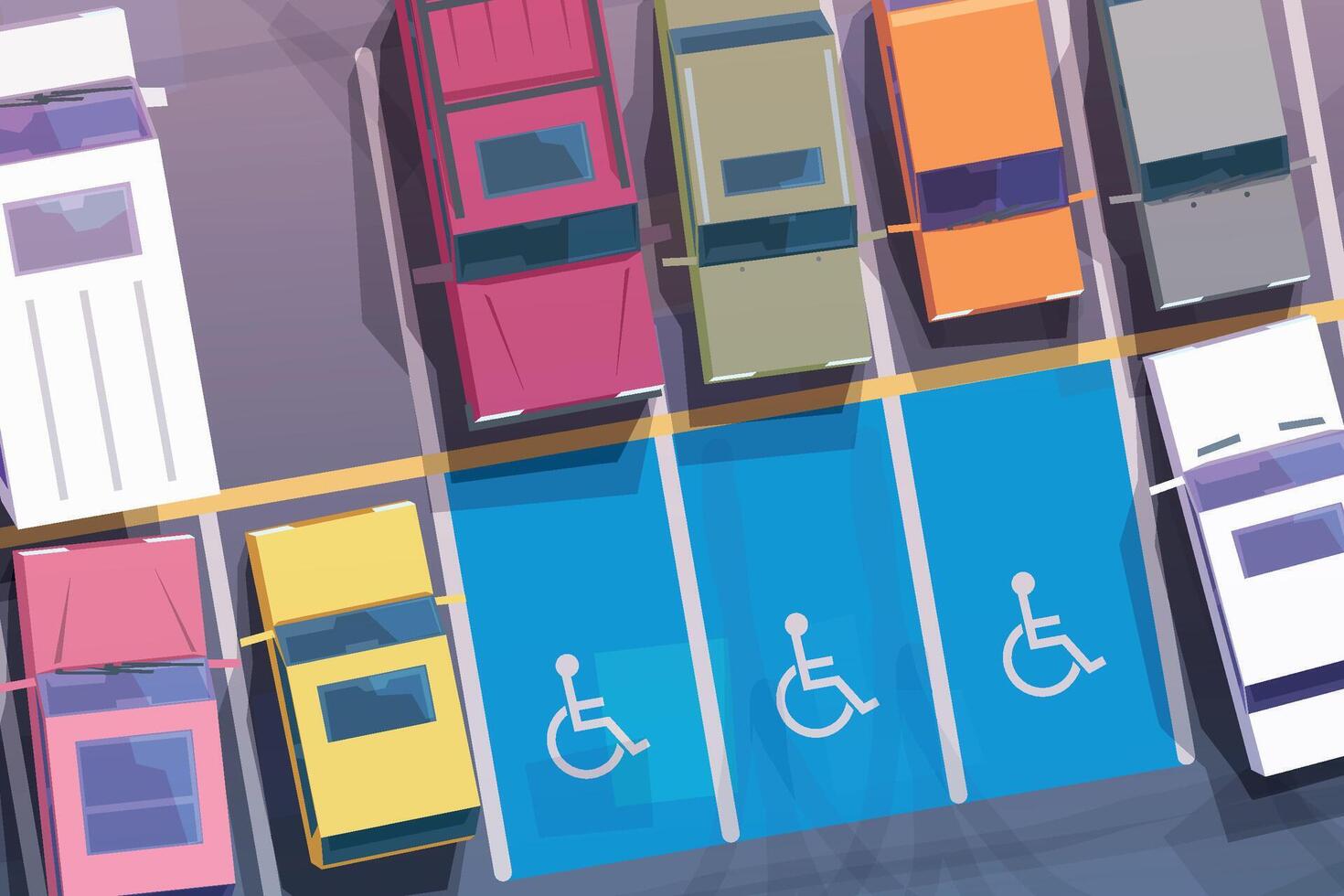 estacionamiento zona con un montón para discapacitado personas vector