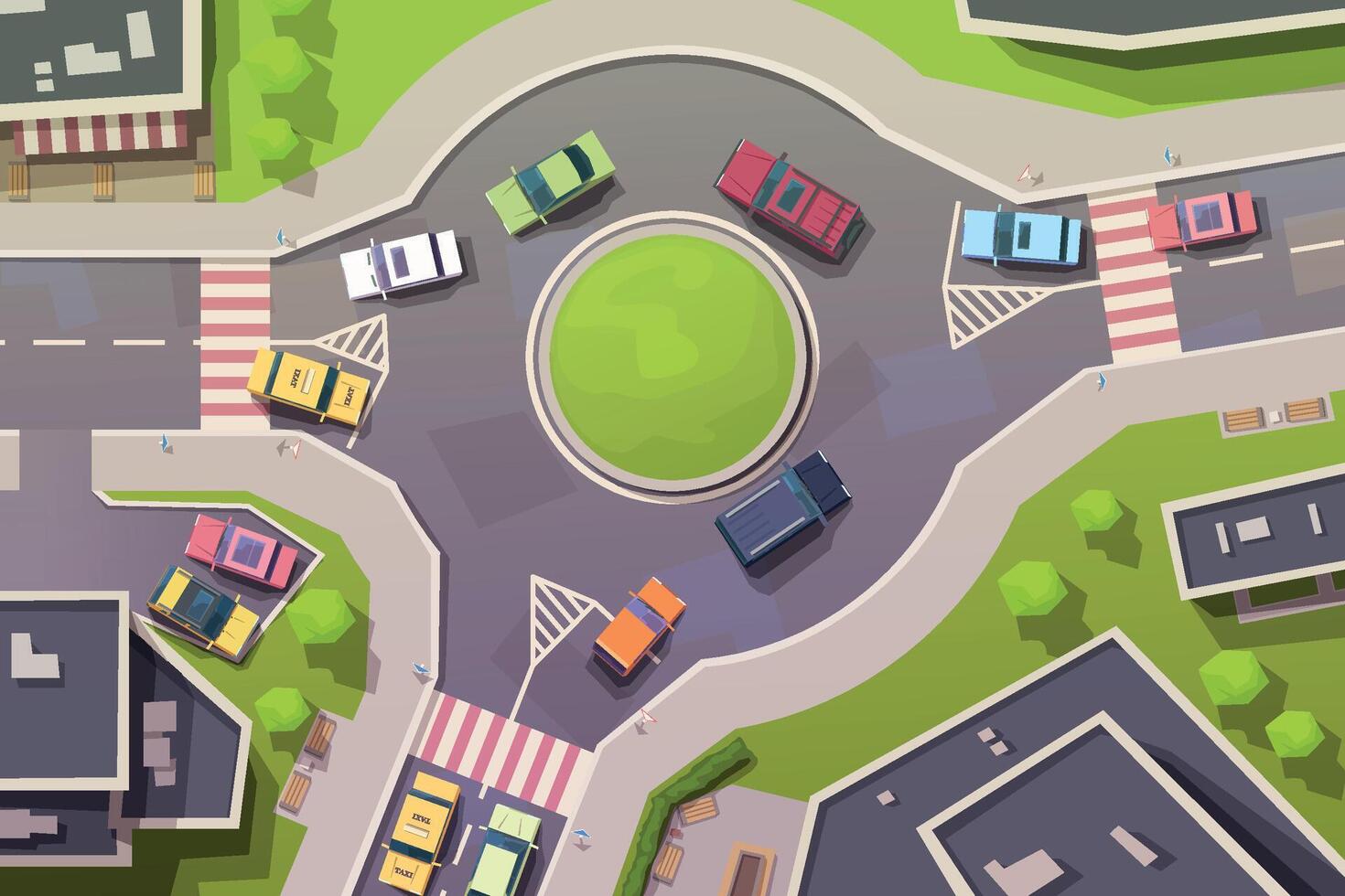 dibujos animados ciudad la carretera cruzar vida parte superior ver vector