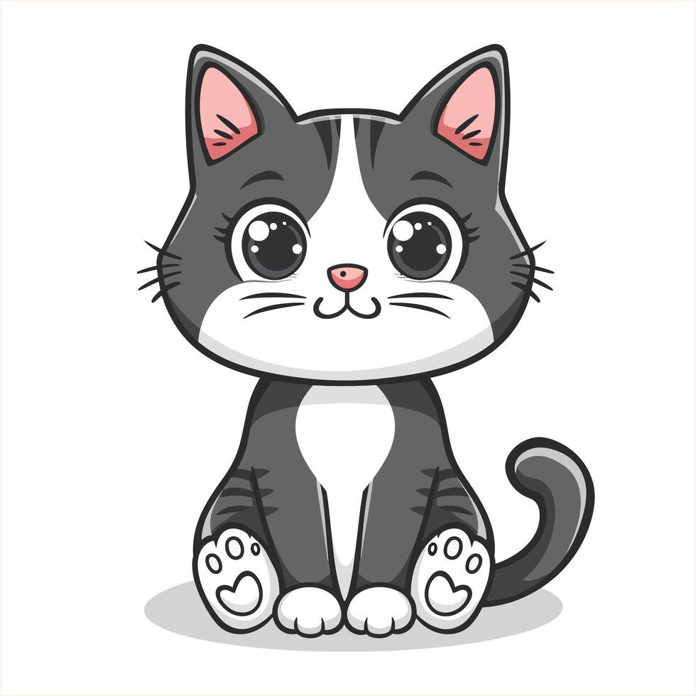 linda gato sencillo ilustración blanco antecedentes vector