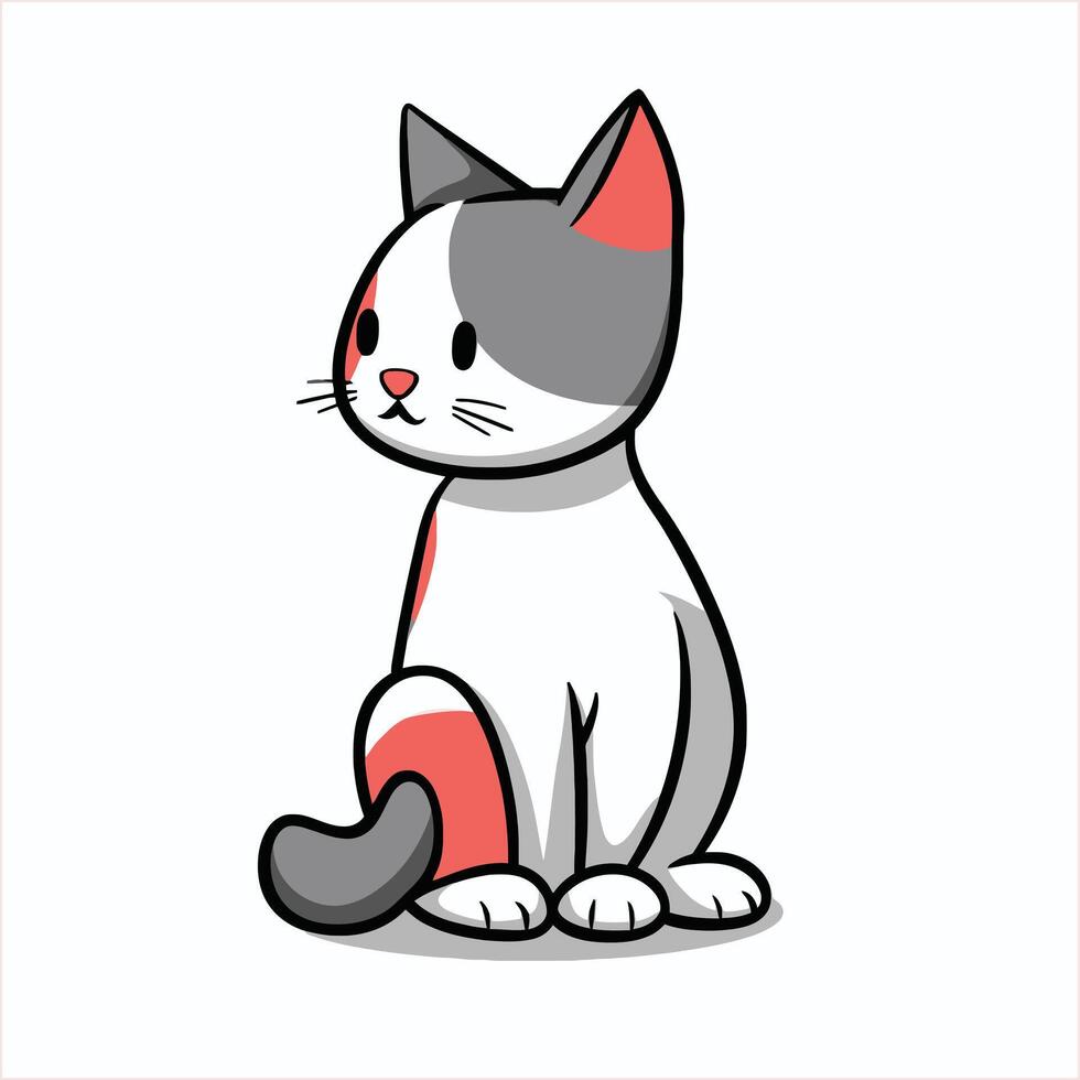 Cute cat Simple Illustration White Background vector