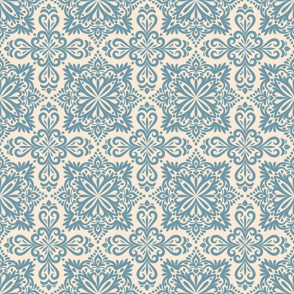 Blue mandala seamless pattern. Elegant ornate background for wallpaper, gift paper, fabric print, furniture, curtains. Mandala design element vector