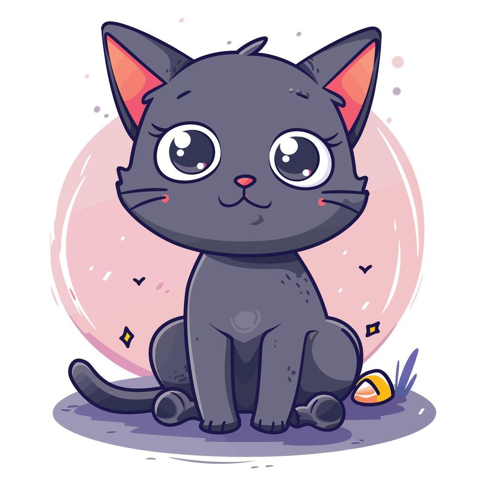 Cute cat Simple Illustration White Background vector