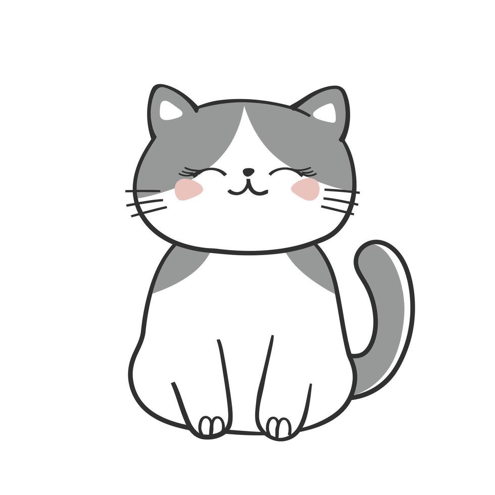 Cute cat Simple Illustration White Background vector