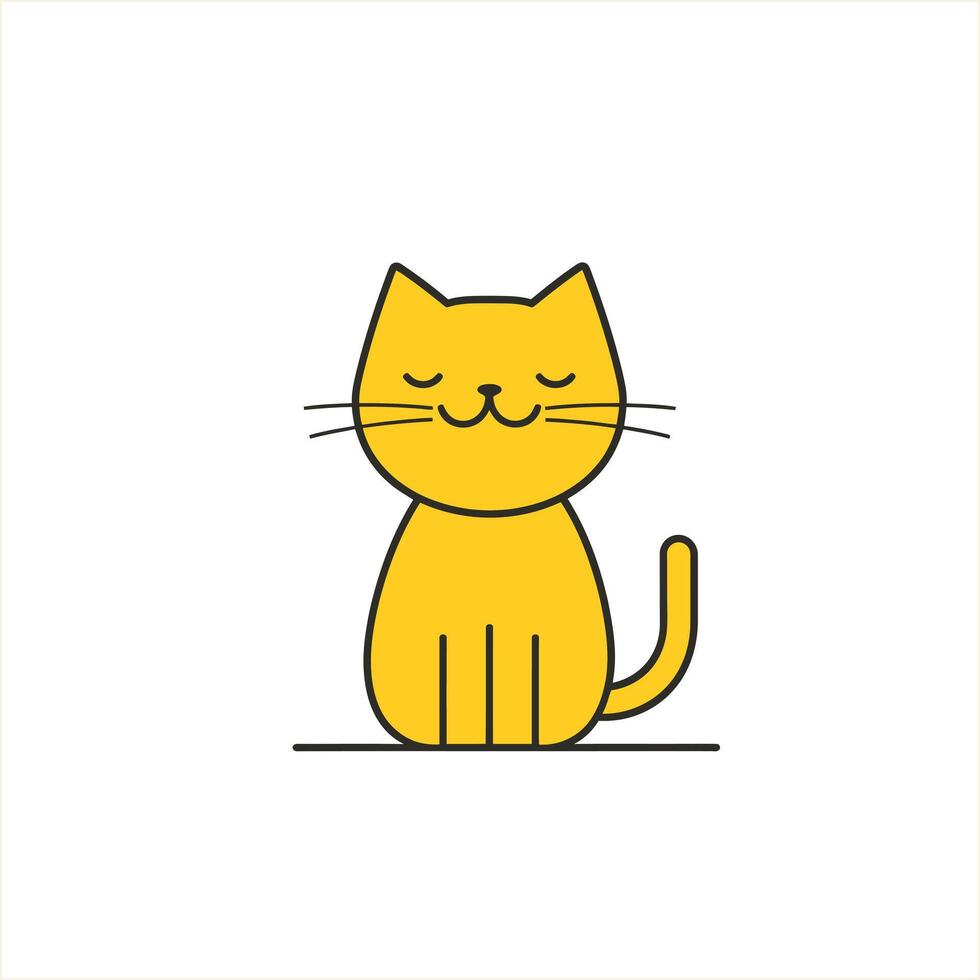 Cute cat Simple Illustration White Background vector