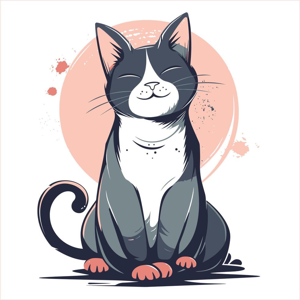 linda gato sencillo ilustración blanco antecedentes vector