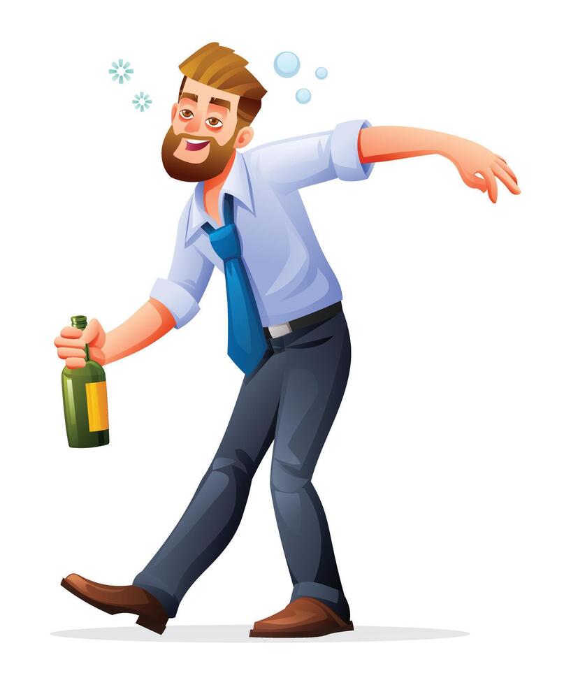 Drunk businessman cartoon character. illustration isolated on white background vector