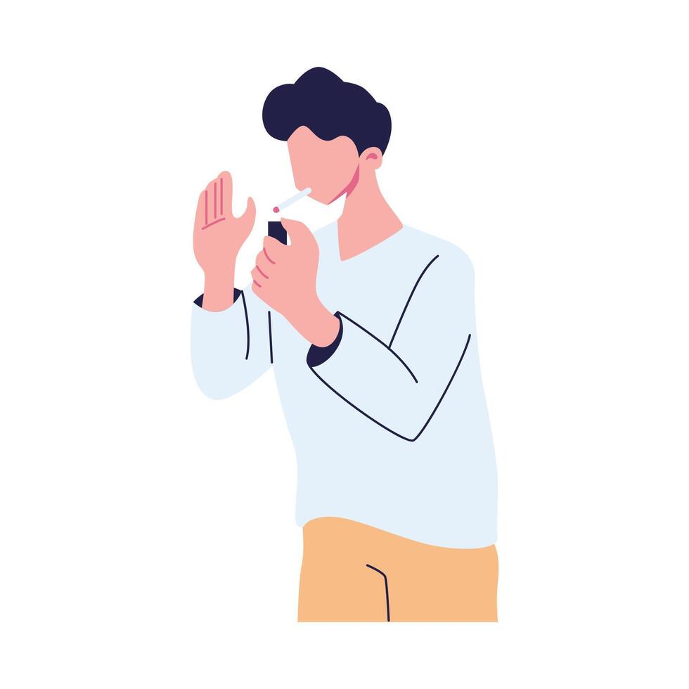 men smoking pose flat style illustration design vector