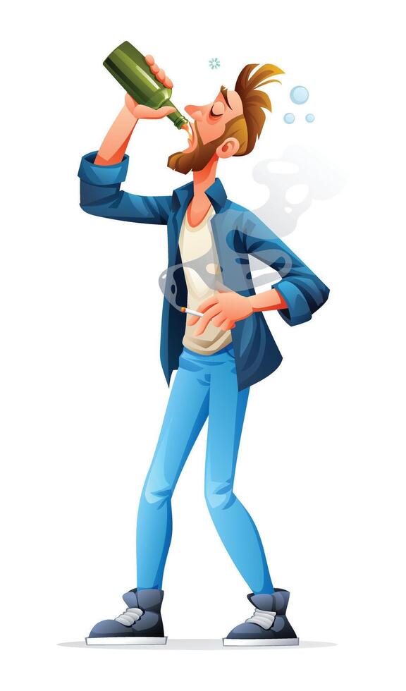 Drunk man cartoon character isolated on white background vector