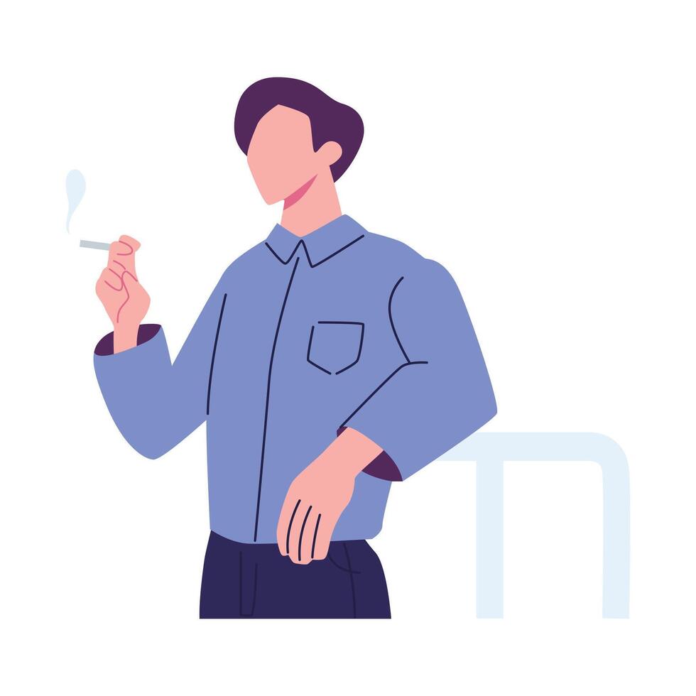 men smoking pose flat style illustration design vector