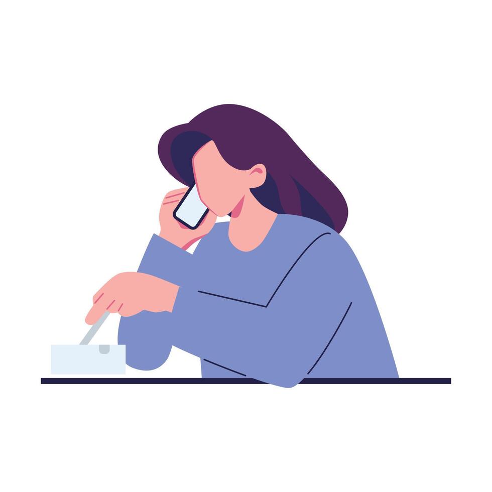 women smoking pose flat style illustration design vector