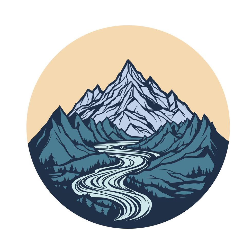 Premium , minimalist symmetrical illustration of the mountains logo vector