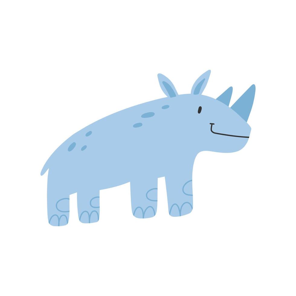 Cute rhinoceros isolated on white background. illustration of hand drawn rhinoceros. vector