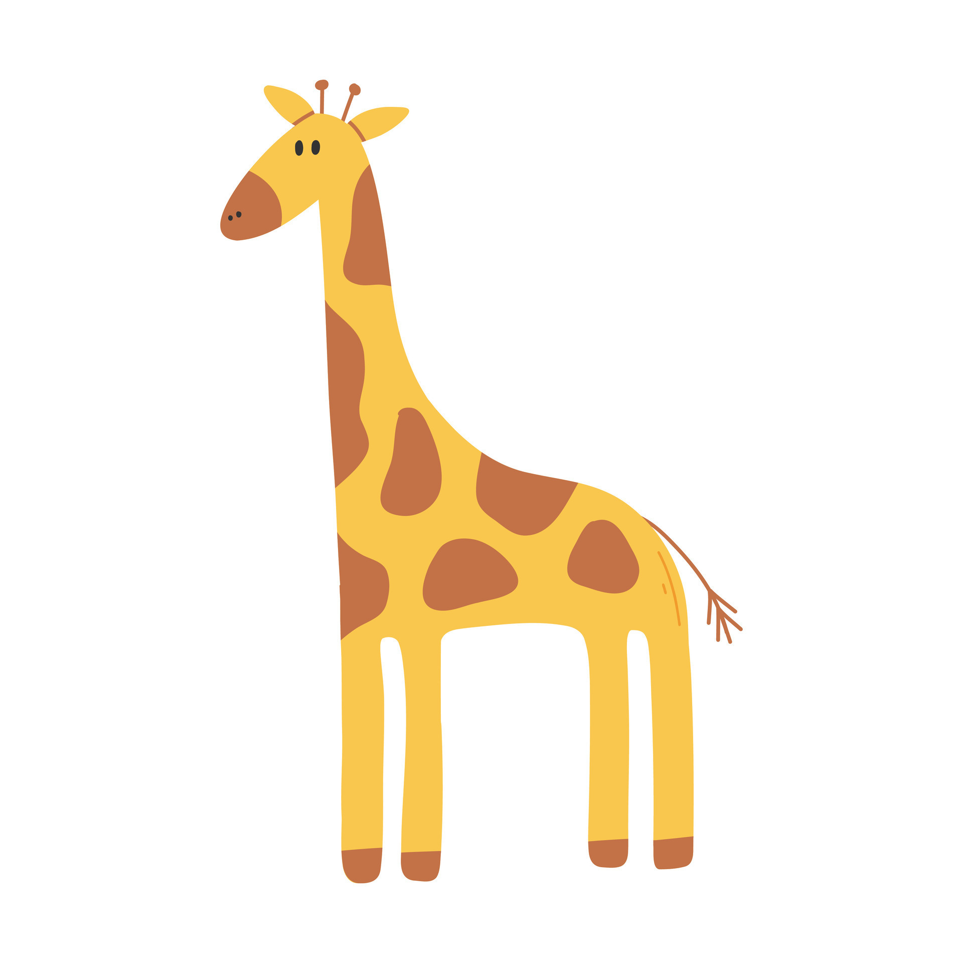 Cute giraffe isolated on white background. illustration of hand drawn