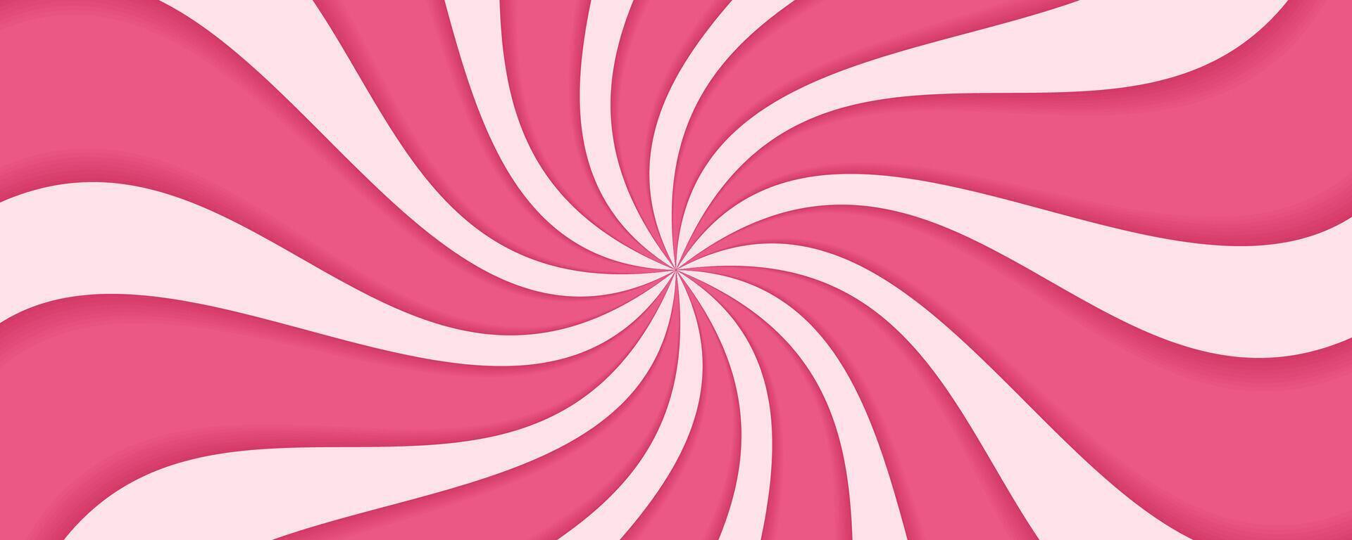 Pink swirl candy background. Sweet strawberry ice cream pattern. Spiral sunburst wallpaper. Cartoon marshmallow and lollipop texture. Radial striped vortex for psychedelic groovy design. vector