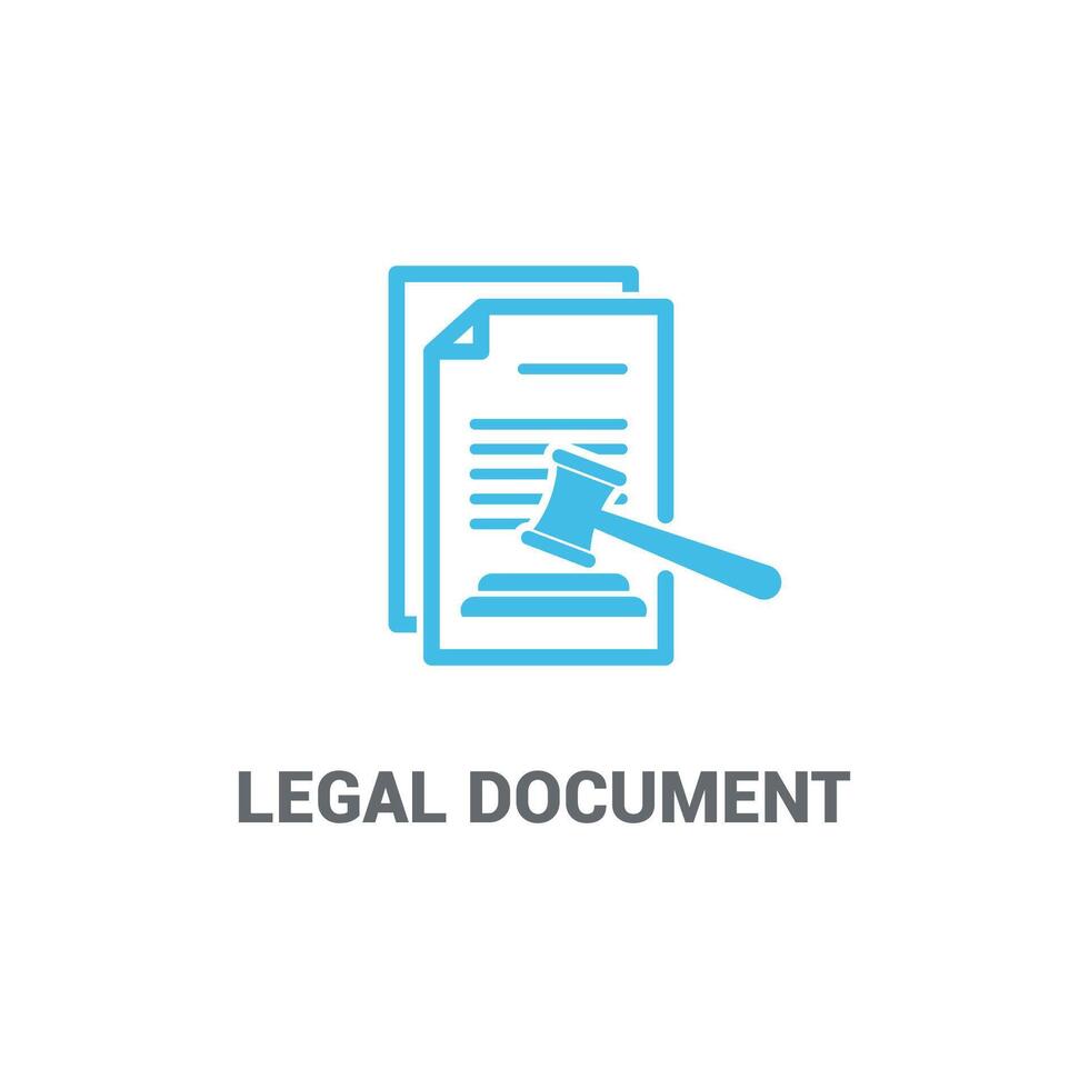 Flat design legal document hammer and paper concept. vector