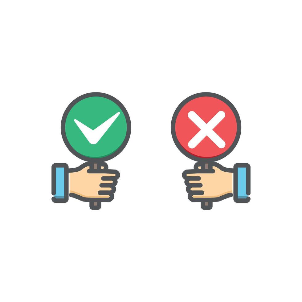 design agree disagree symbol of hands holding a board. vector