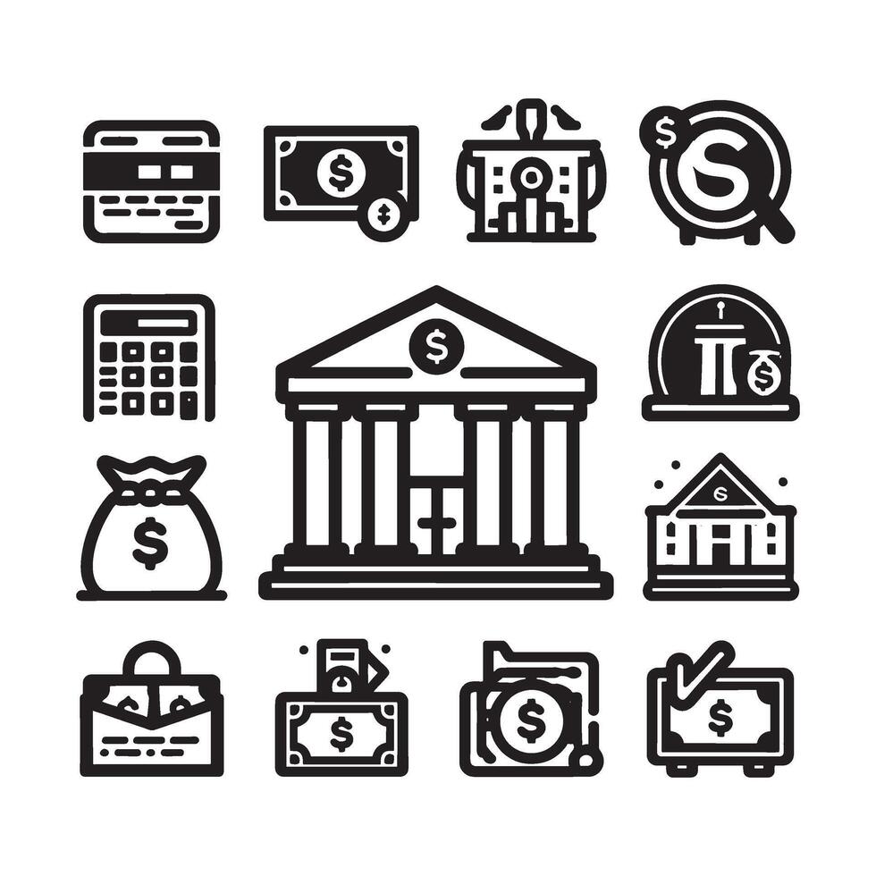 Bank Set Icon vector