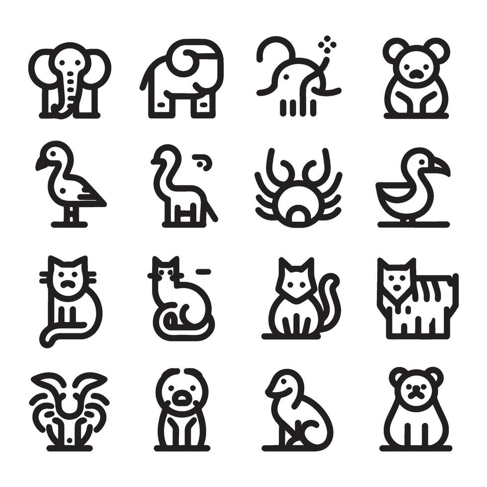 icono de conjunto de animales vector