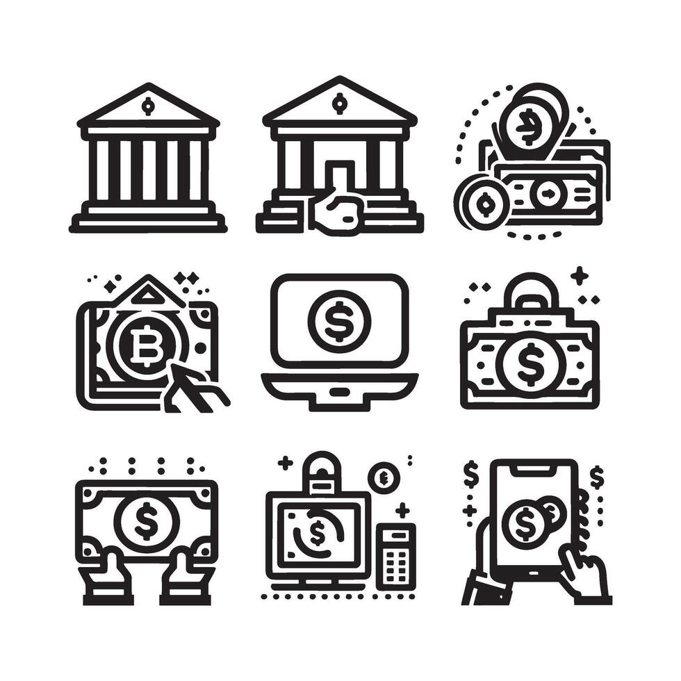 Bank Set Icon vector