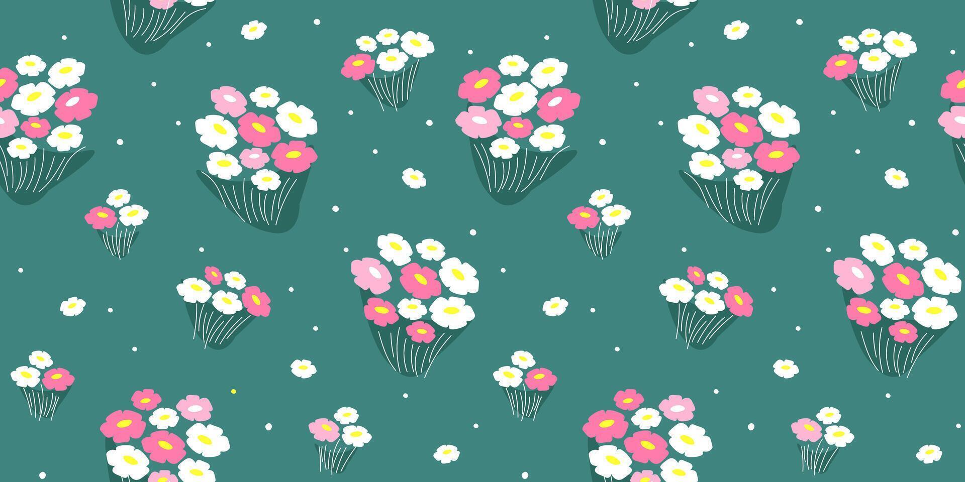 Seamless pattern with bouquets of flowers. Summer print. graphics. vector