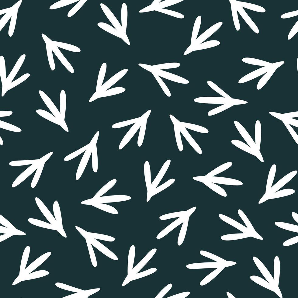 Seamless pattern with traces of chicken, poultry. Abstract simple bird foot print. graphics. vector