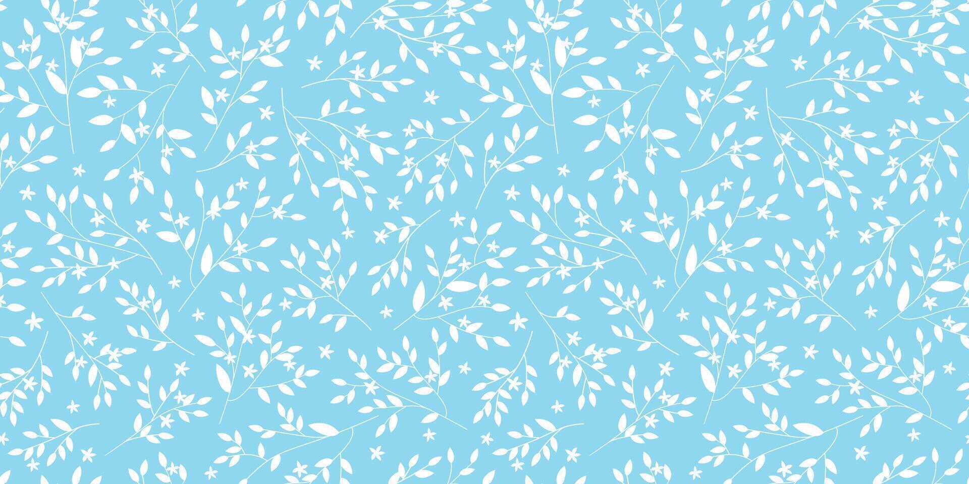 Seamless pattern with branches, leaves and flowers. Delicate spring abstract plant print. graphics. vector