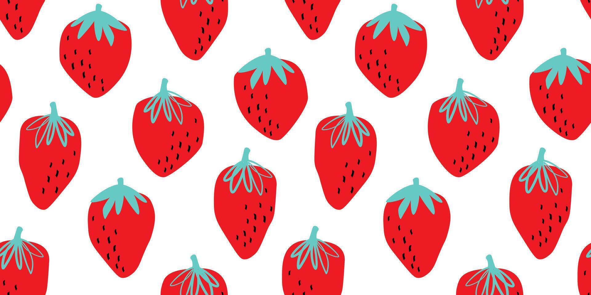 sin costura modelo con fresas natural baya Fruta impresión. gráficos. vector