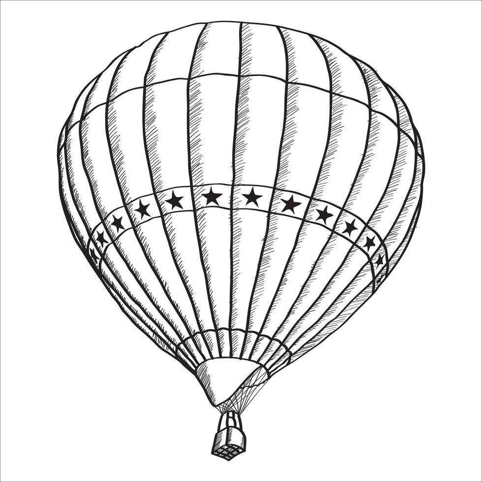 imprimir caliente aire globo bosquejo arriba línea, eps 10 vector