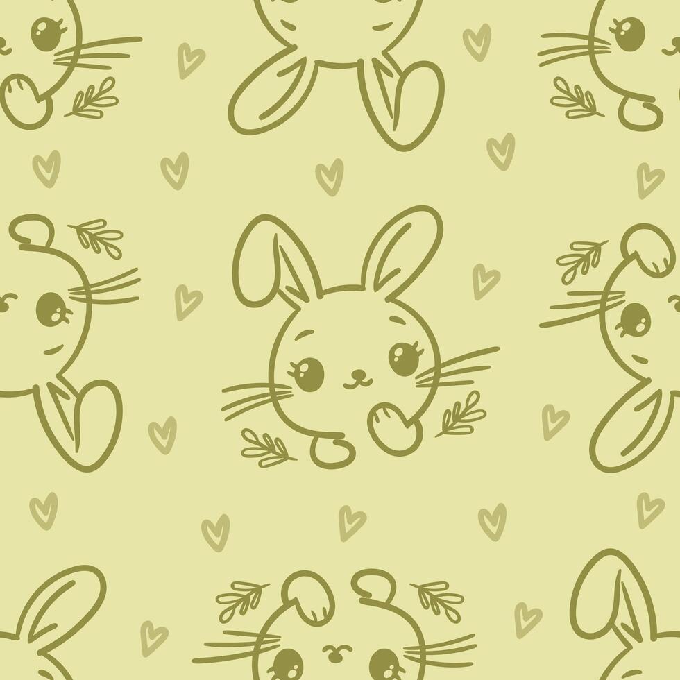 cute bunny seamless pattern and camomile vector