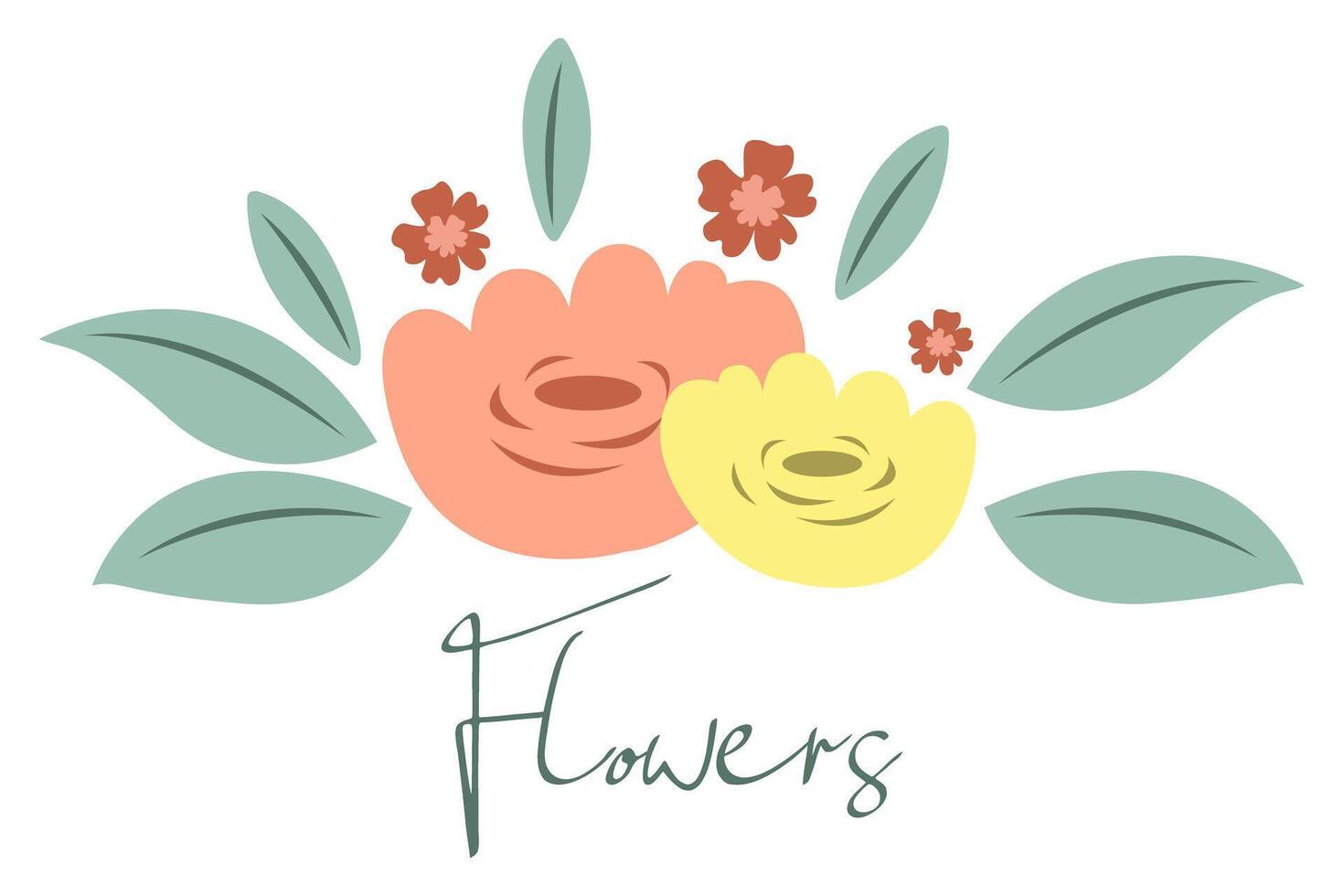 Flowers and leaves in flat design vector