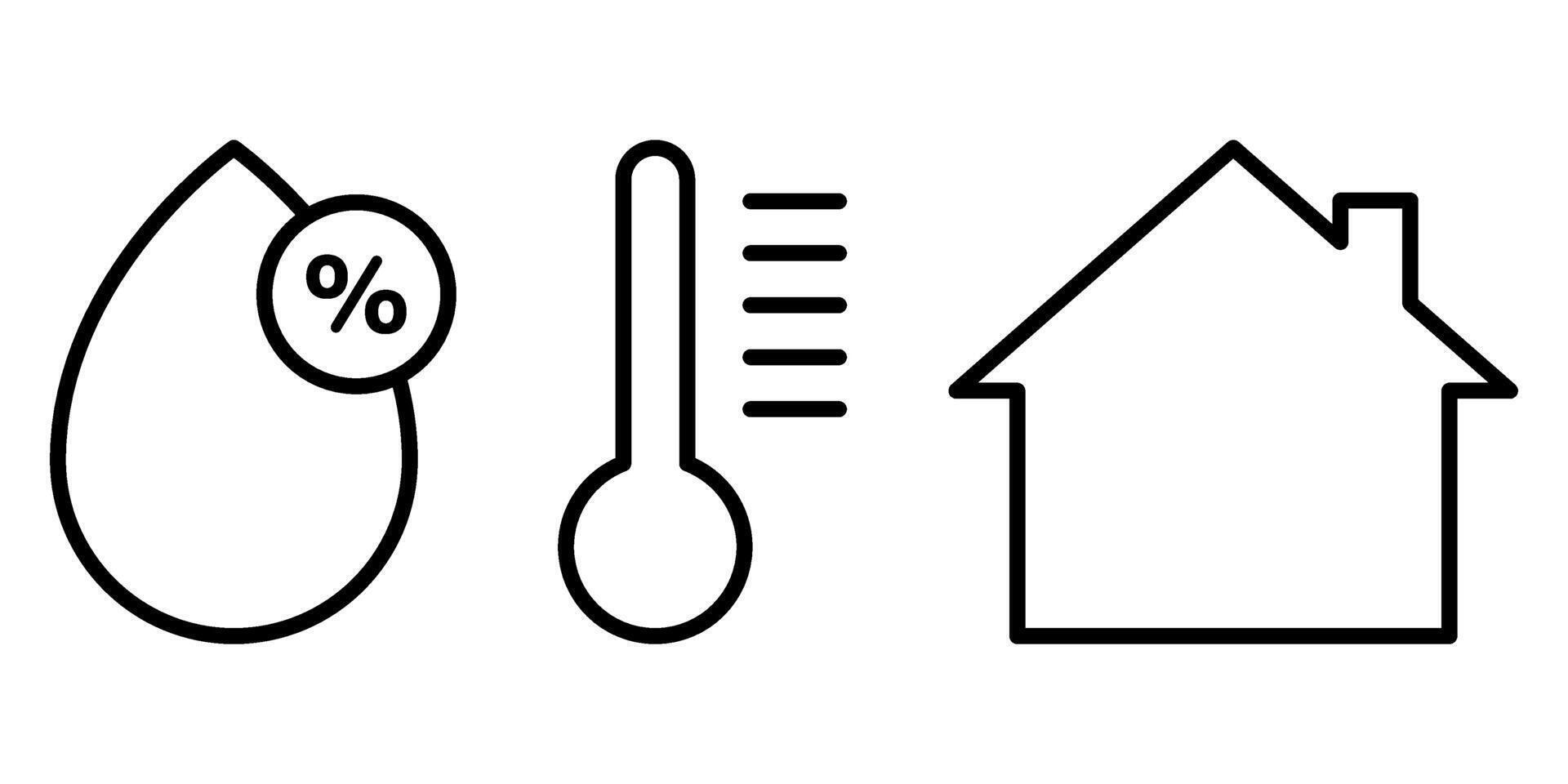 Temperature control house icon set vector