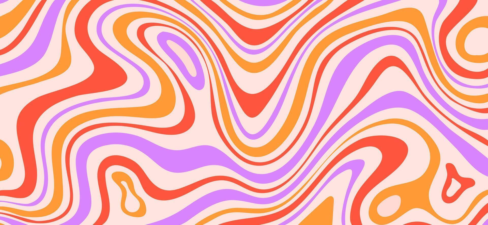 Bright wave groovy pattern. wavy colored background. 70s psychedelic banner. vector