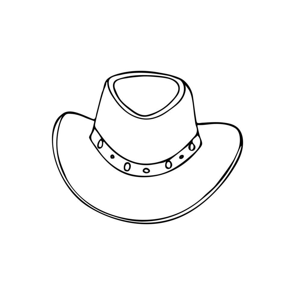 Outline Cowboy hat. Isolated illustration on white background. vector