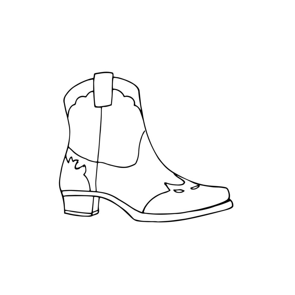 dibujado a mano de los hombres cuero occidental botas. cubano vaquero recolector de guiños clásico pintado zapatos. vector