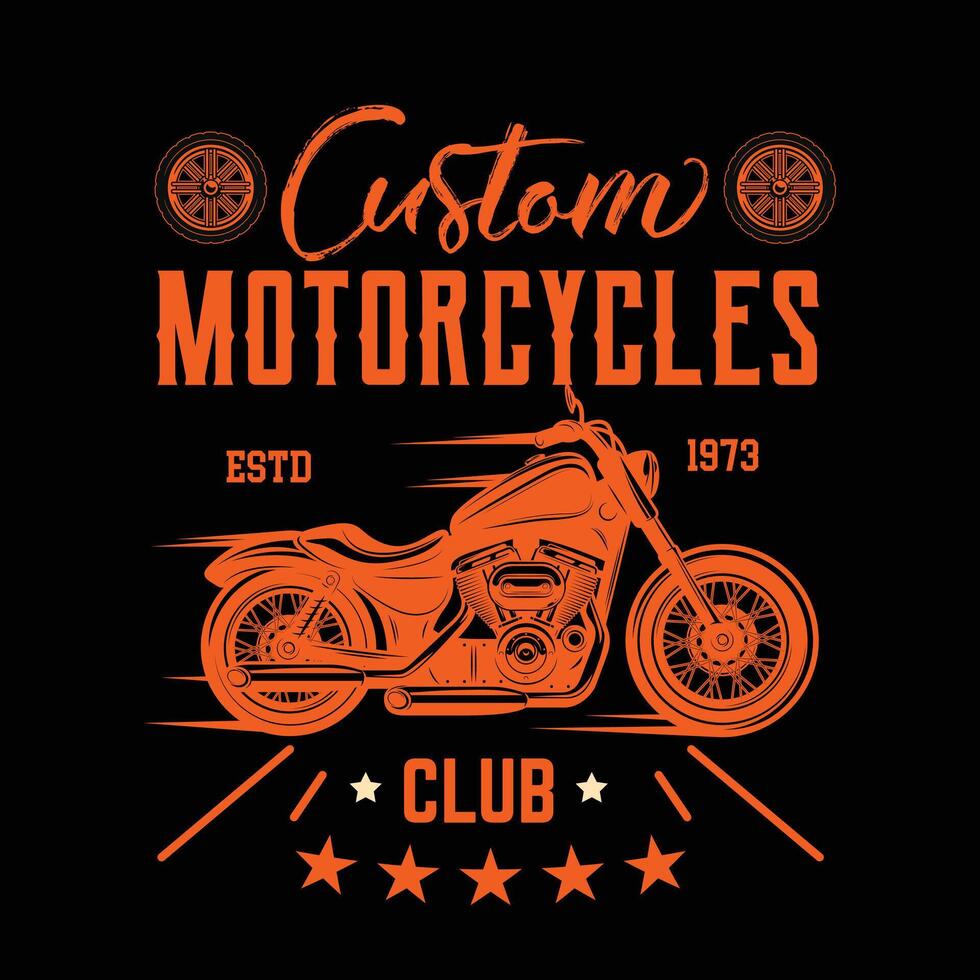 Custom Motorcycle Biker fashion Typography Extreme racing club t-shirt apparel stamp, sticker emblem, typography print, fabric cloth. Gothic Calligraphy. California Hipster retro badge vintage vector
