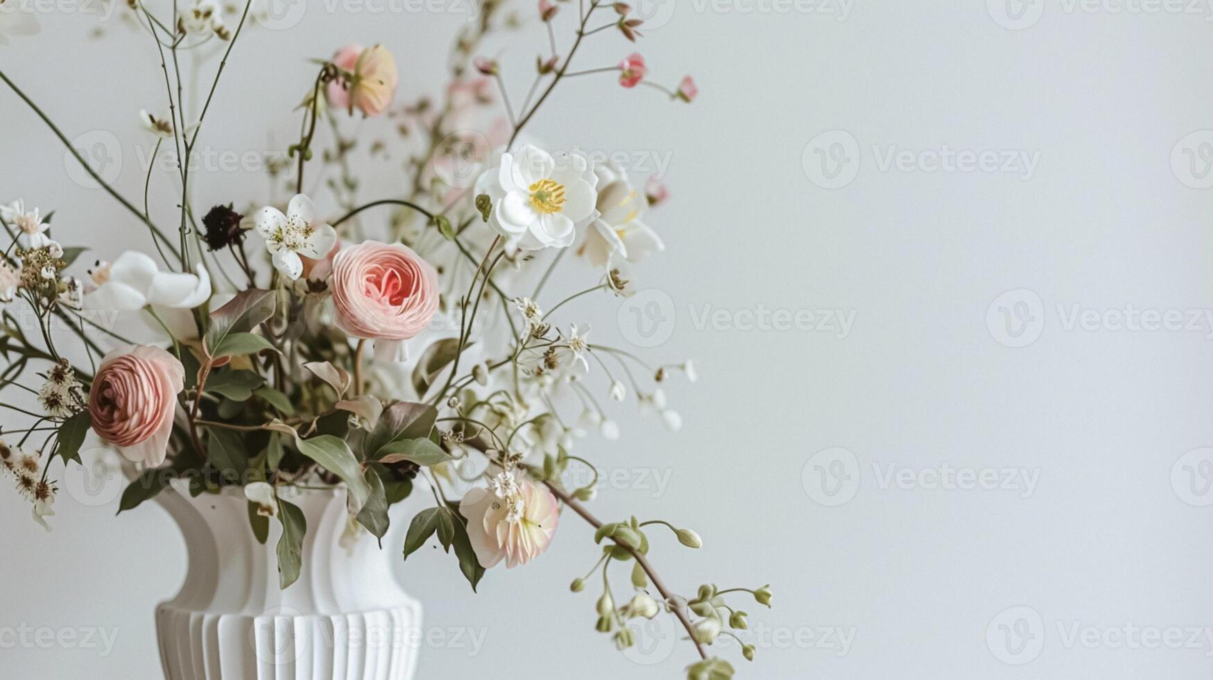 Spring flowers in vintage vase, beautiful floral arrangement, home decor, wedding and florist design photo