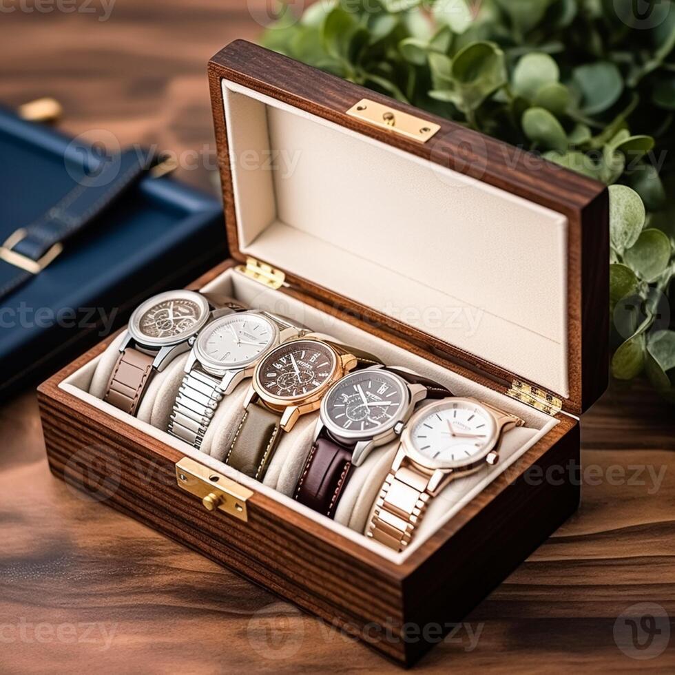 Luxury mens watch case box as a holiday gift for him, bespoke product design photo