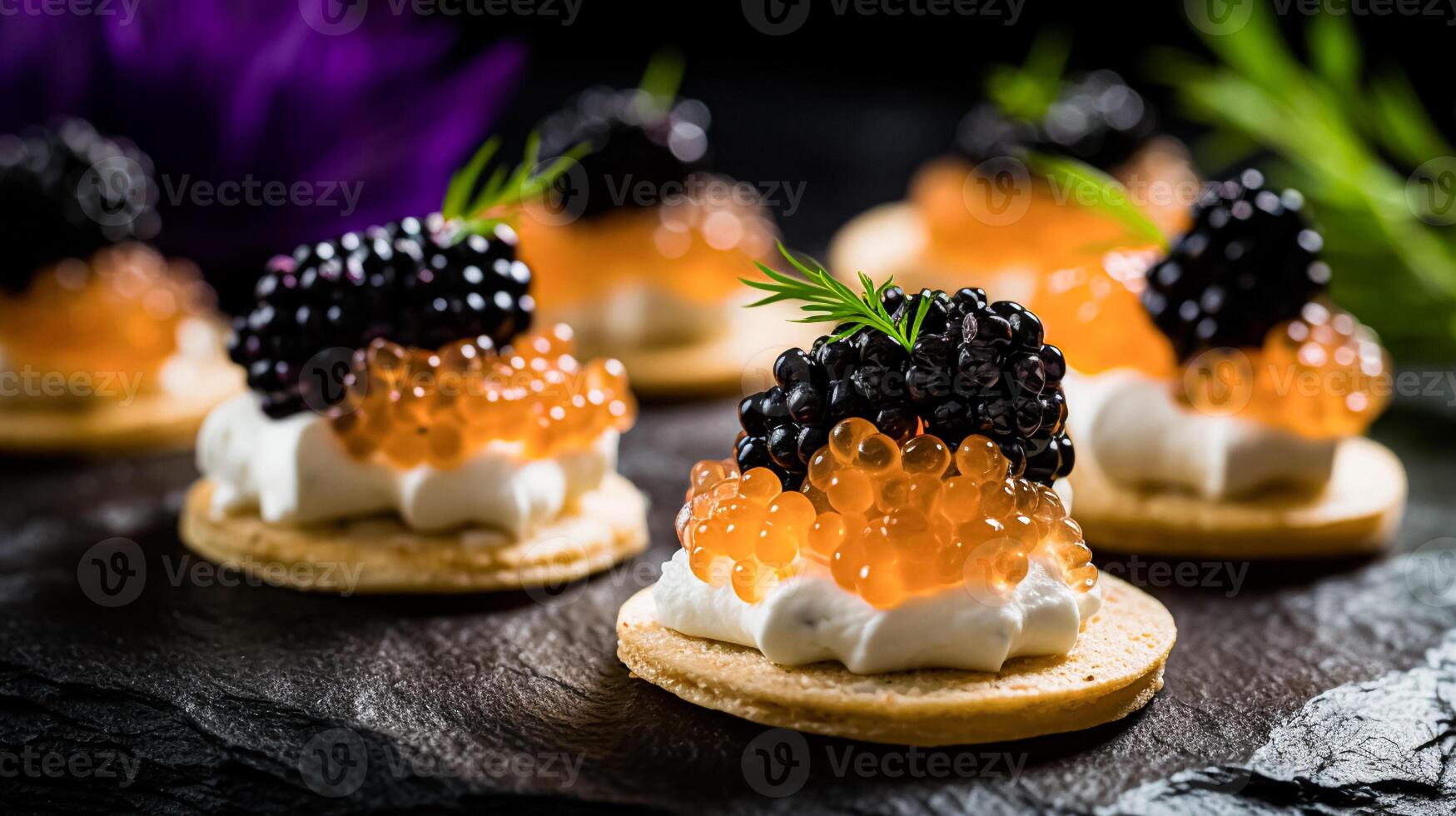 Food, hospitality and room service, starter appetisers with caviar as exquisite cuisine in hotel restaurant a la carte menu, culinary art and fine dining photo