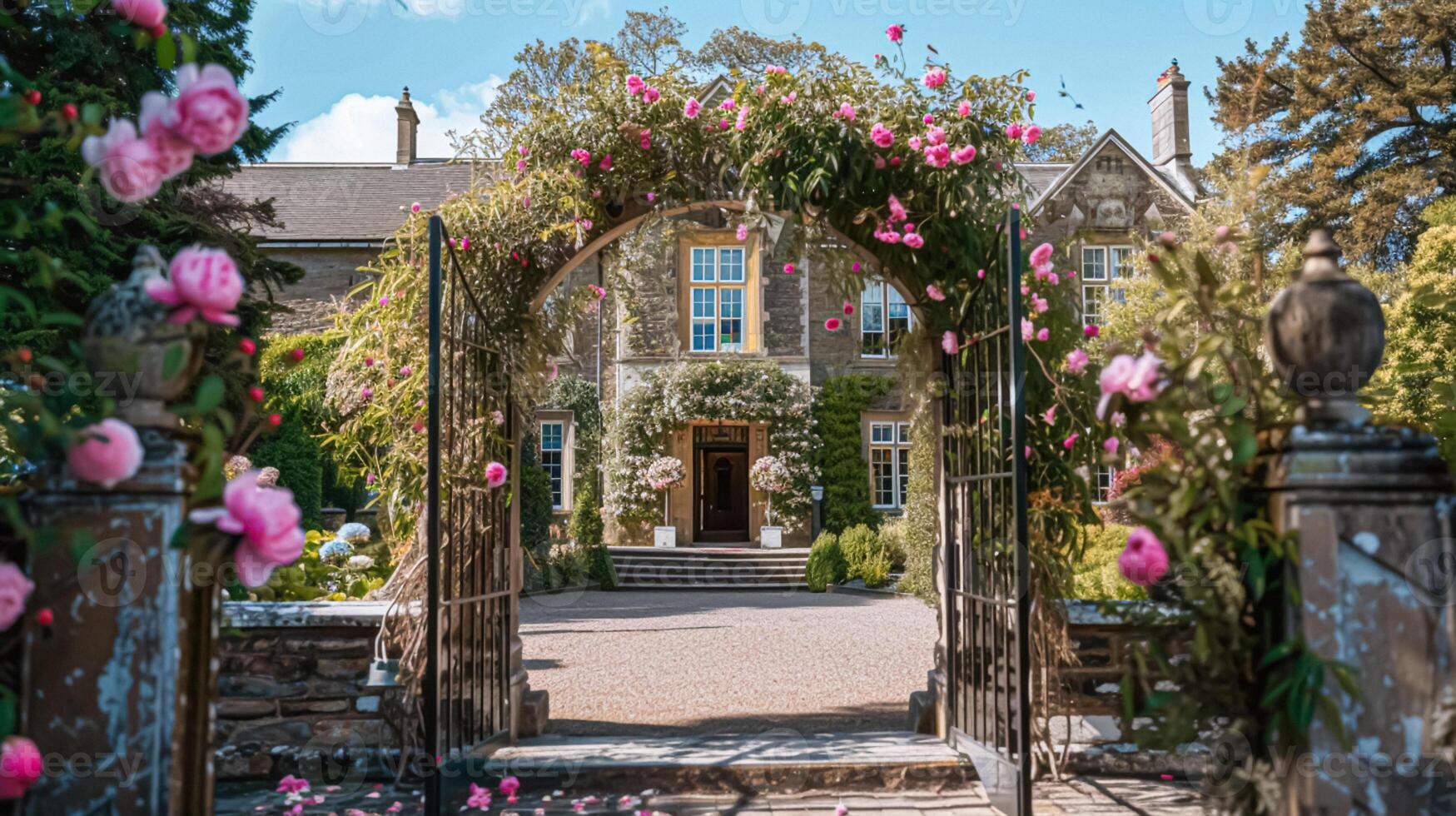 Wedding decoration with peonies, floral decor and event celebration, peony flowers and wedding ceremony in the garden, English country style photo