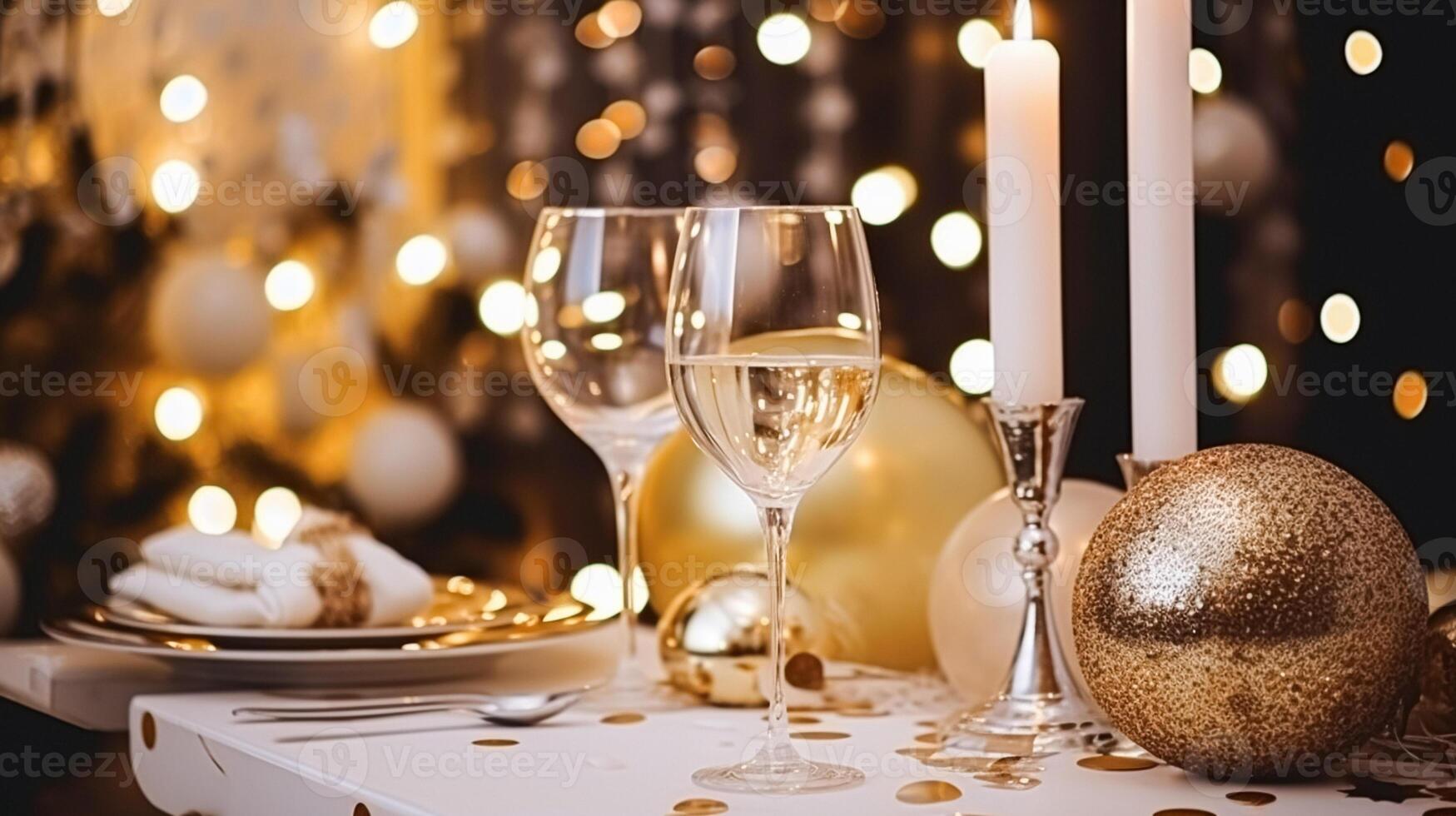 New Year party decor, home decoration for festive holiday celebration photo