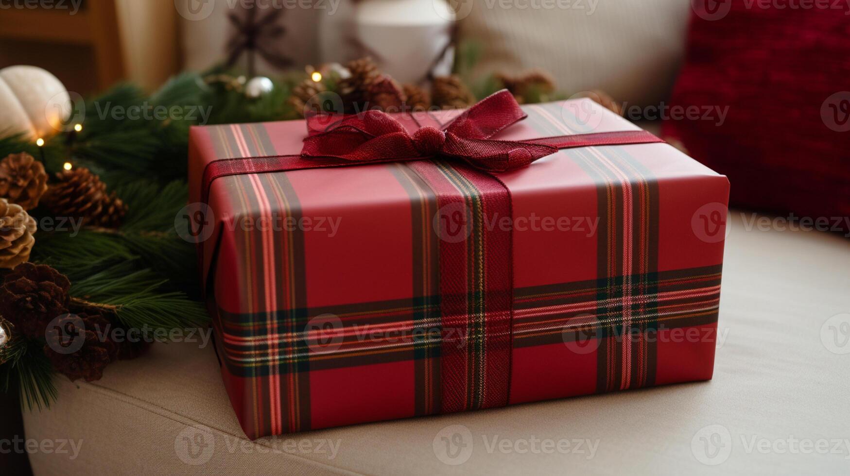 Christmas gift wrapping idea for boxing day and winter holidays in the English countryside tradition photo