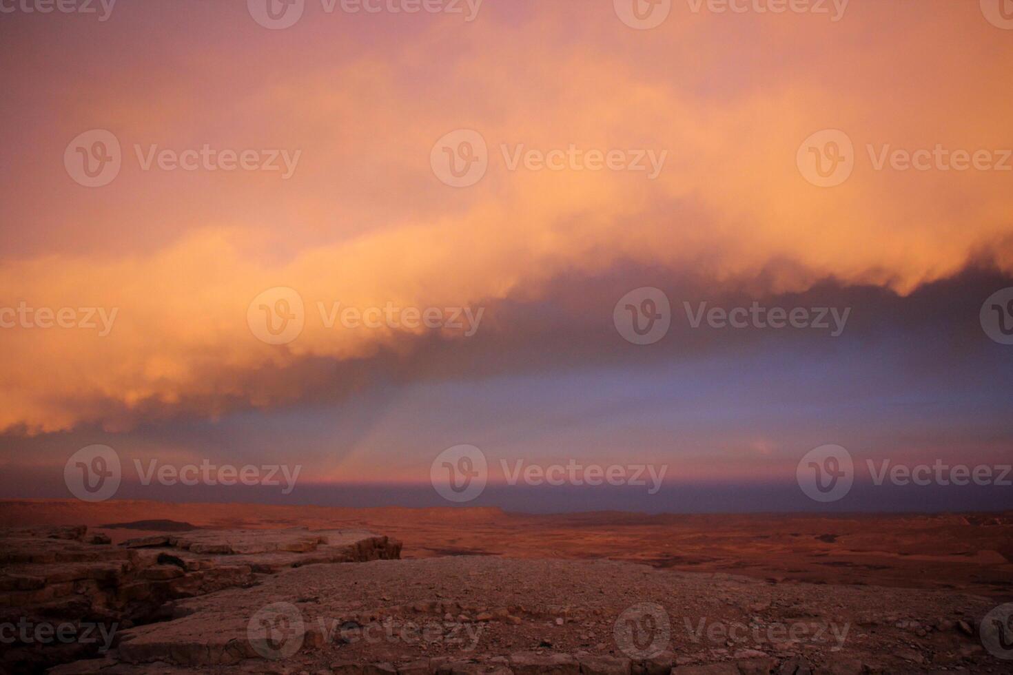 Lighting and color of the sky above the horizon at sunset. photo